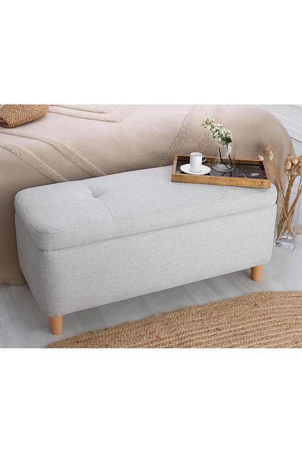 Rocio Sandıklı Bench Puf Açık Gri - 3
