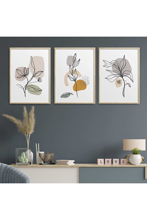 Natural Wooden Framed 3-Piece Painting Set Hpn015