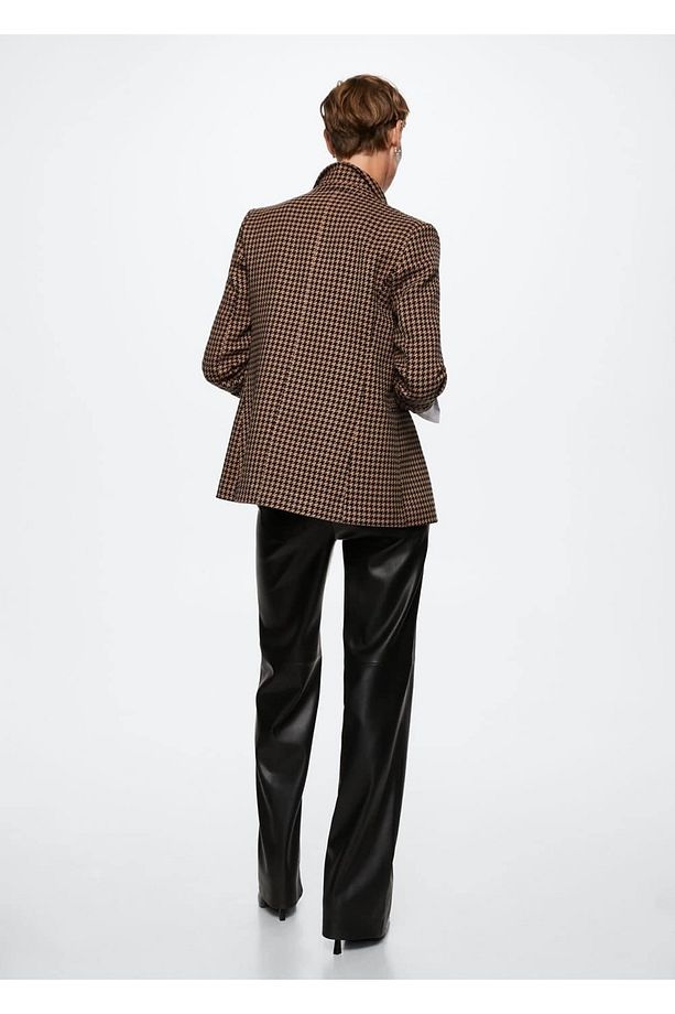 Kazayağı Desenli Yün Blazer Ceket - 3