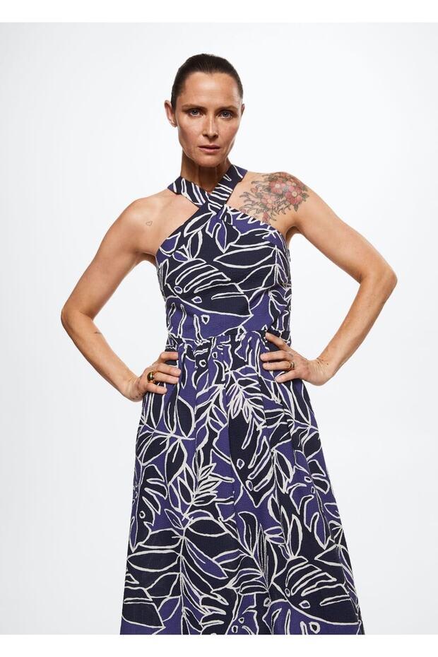 Desenli Pamuklu Elbise - 1