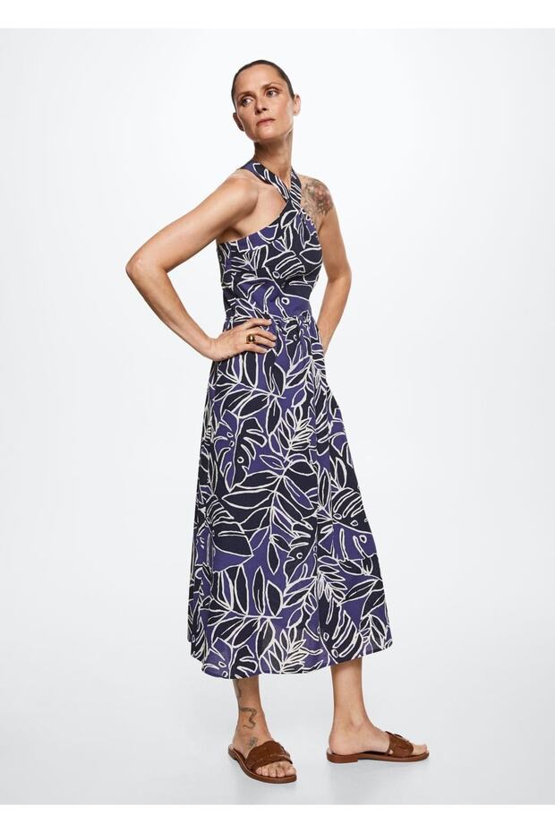 Desenli Pamuklu Elbise - 2