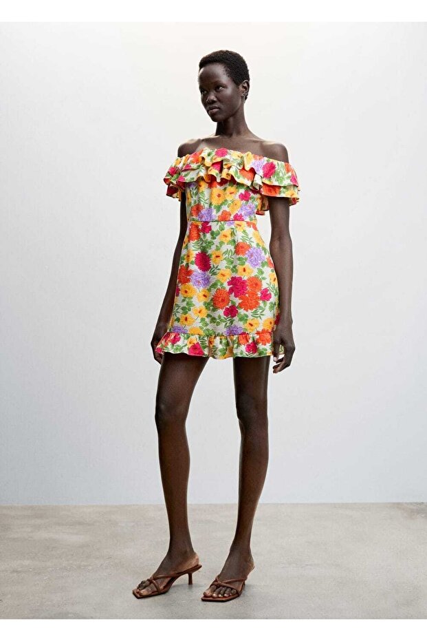 Fırfırlı Kısa Elbise - 2