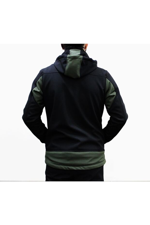 سترة مقاومة للرياح باللون الأسود الكاكي - 5