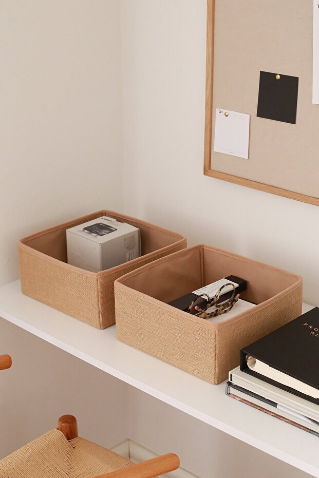 2-Piece Jute Children's Room Closet Drawer Underwear Organizer Storage Box Organizer