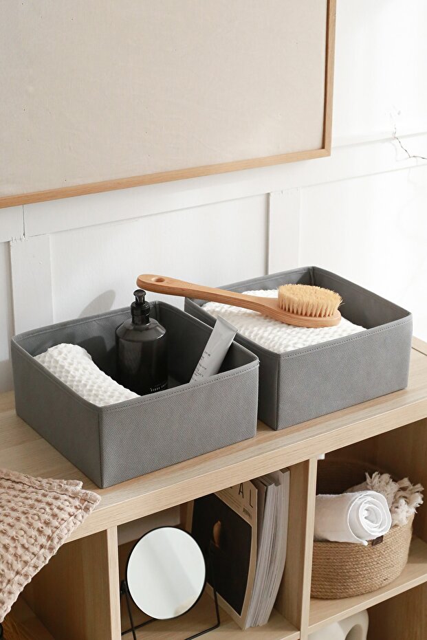 2-Piece Gray Children's Room Closet Drawer Underwear Organizer Storage Box Organizer