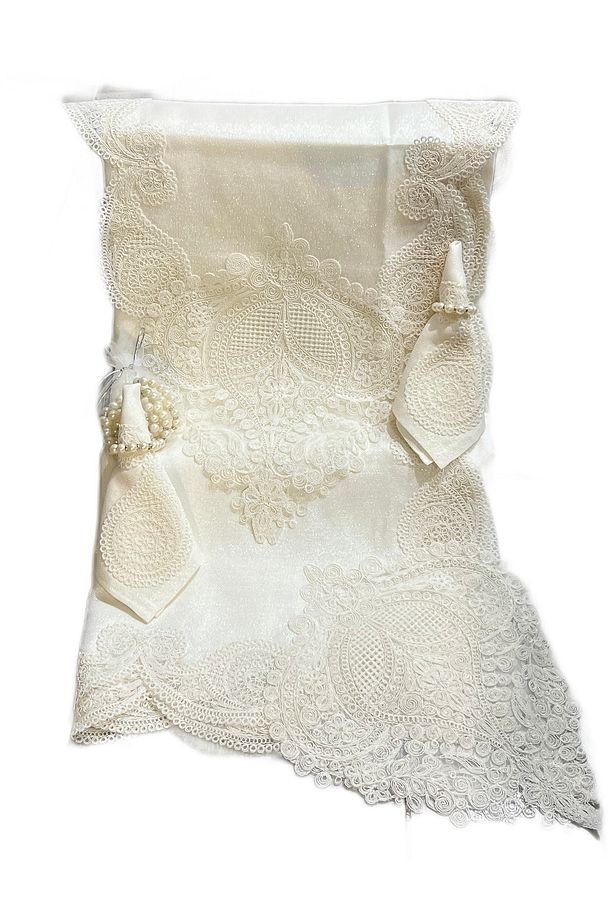 Lüks Yemek Takımı 12 Kişilik Linen Simli Dersiz Kumaş - 1
