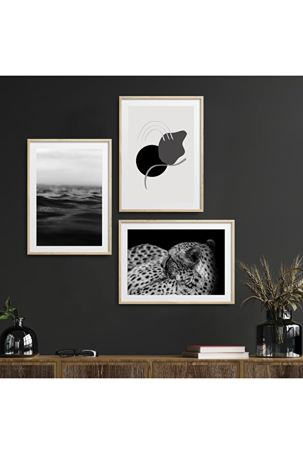 Natural Wooden Framed 3-Piece Painting Set Hpn01