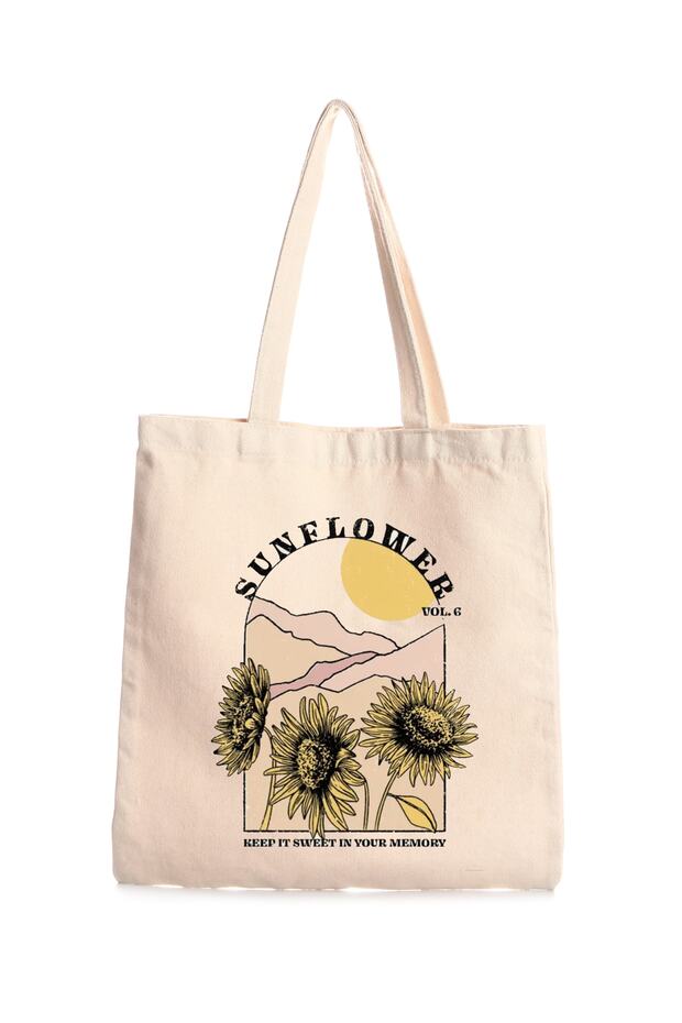 حقيبة قماش مطبوعة بزهرة الشمس - 1