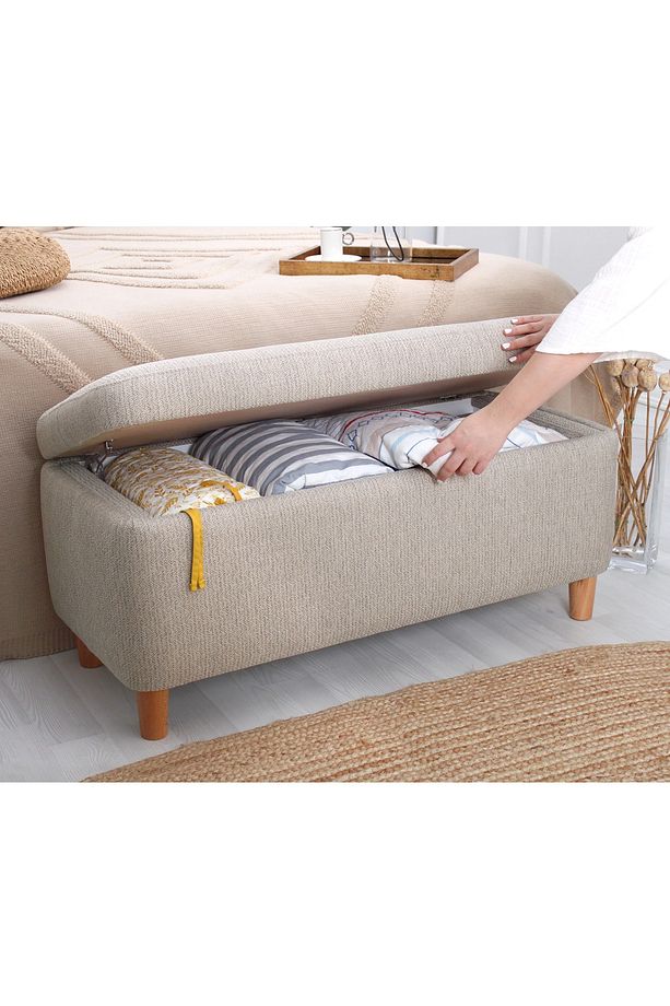 Rocio Sandıklı Bench Puf Kahve - 3
