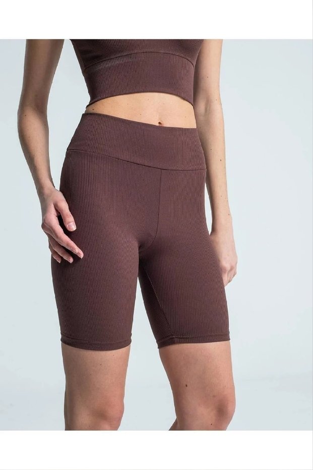 Ribbed Women's High Waist Sports Shorts Tights