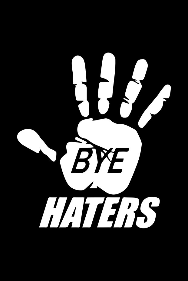 Bye Haters Car, Motorcycle, Helmet, Laptop, Glass Sticker 15x12 Cm