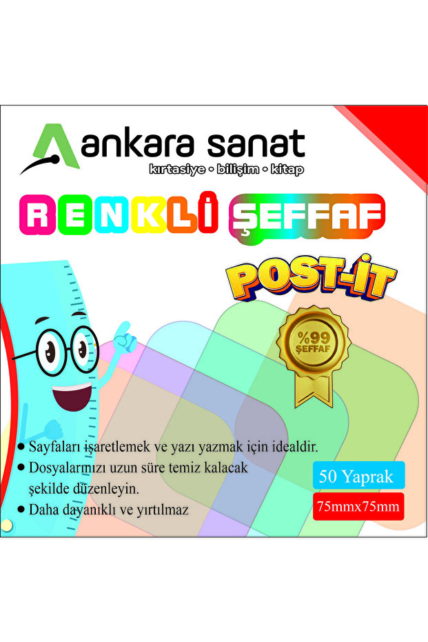 Renkli Şeffaf Post-it (turuncu)