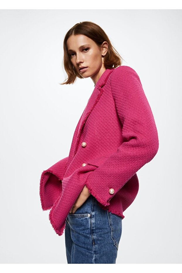 Düğmeli Tüvit Blazer Ceket - 5