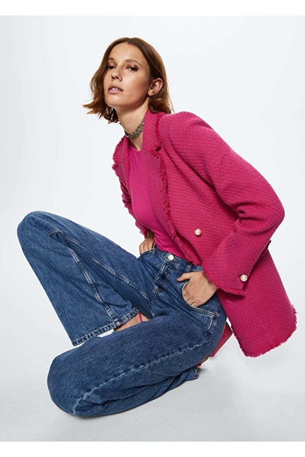 Düğmeli Tüvit Blazer Ceket - 6