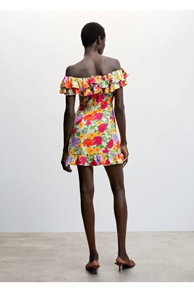 Fırfırlı Kısa Elbise - 4