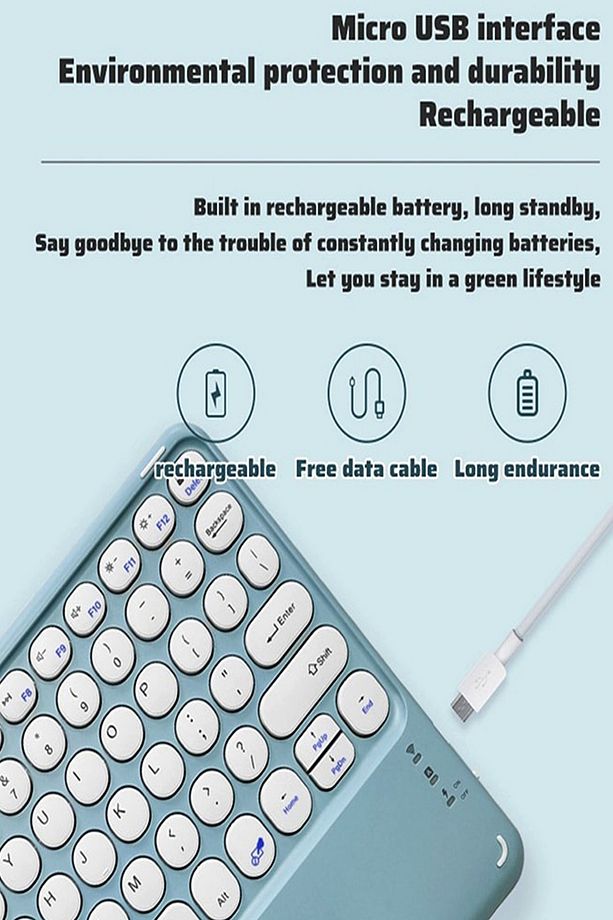 Kablosuz Klavye Bluetooth Klavye Kablosuz Mouse Toucped Özellikli Mini Kablosuz Klavye - 5
