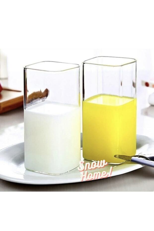 1 Adet Dikdörtgen Isıya Dayanıklı Borosilikat Trend Meşrubat Bardağı 380 Ml Kare Bardak - 3