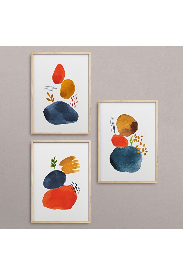 Natural Wooden Framed 3-Piece Painting Set Hpn034