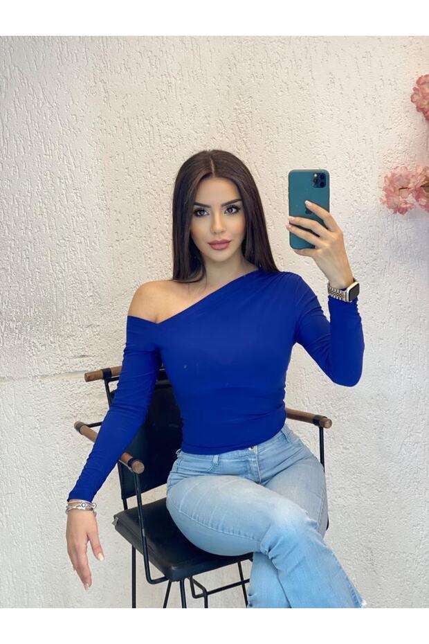 Kadın Açık Omuzlu Sandy Örme Bluz - 1