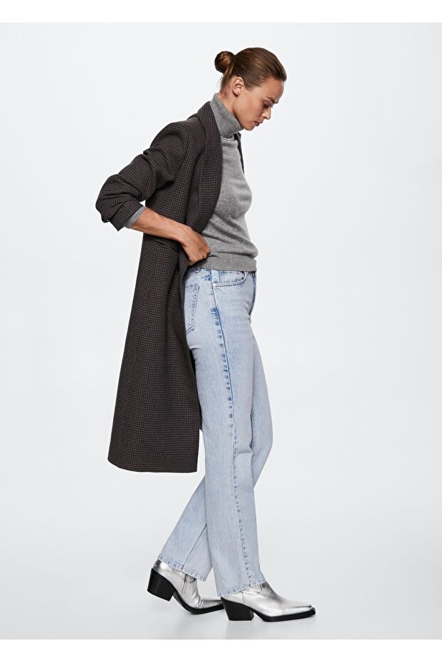 Houndstooth Patterned Woolen Coat - 7