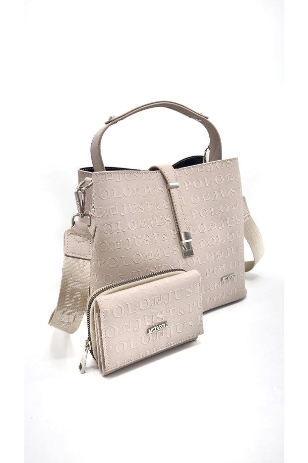 Women's Stone 5-Compartment Adjustable Long Strap Bag and Wallet Combination