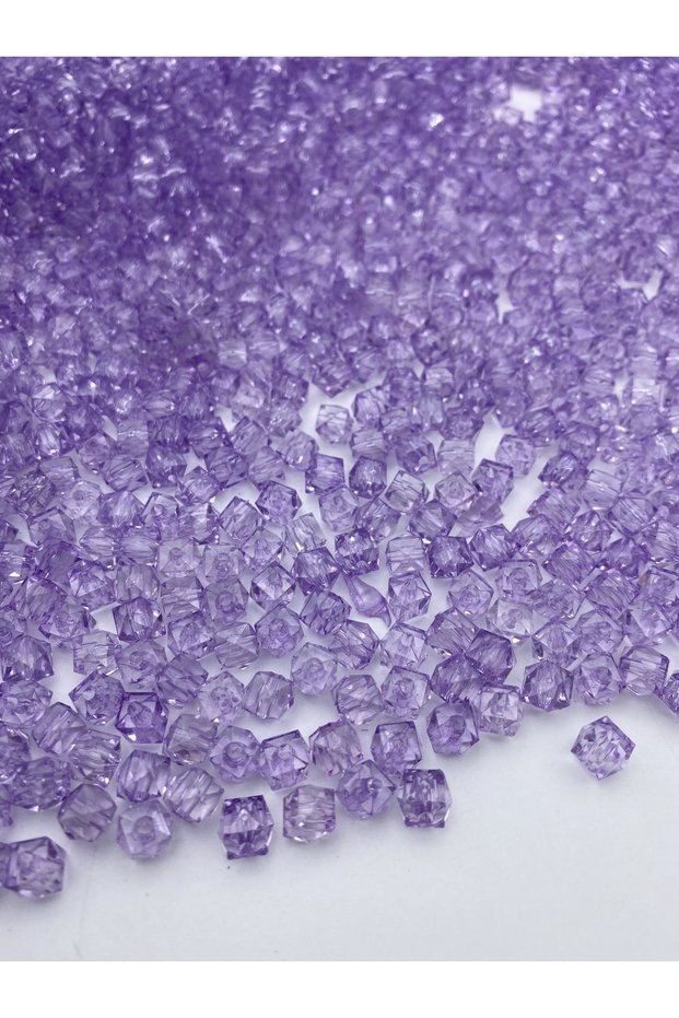 50gr 8mm Lilac / Light Purple Color Cube, Cubic Model Acrylic Beads, Jewelry, Bag Beads (50gr,~200 Pieces)