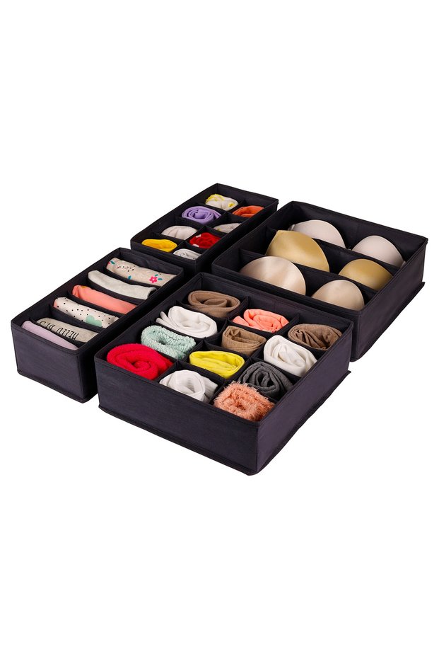 4-Piece Navy Blue Children's Room Closet Drawer Socks Organizer Honeycomb Accordion Organizer
