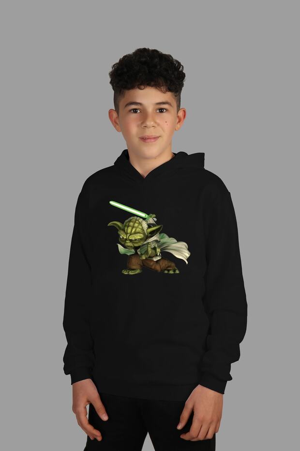 Girl / Boy Children's Hooded Sweatshirt Yoda Star Wars Digital Printed Two Threads with Ribbed Inside