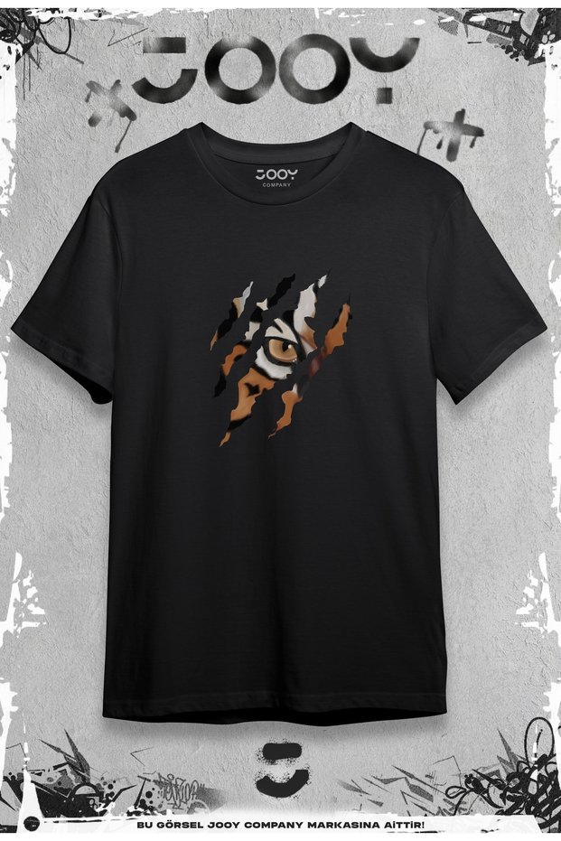Tiger Claw Printed Black Oversize Tshirt