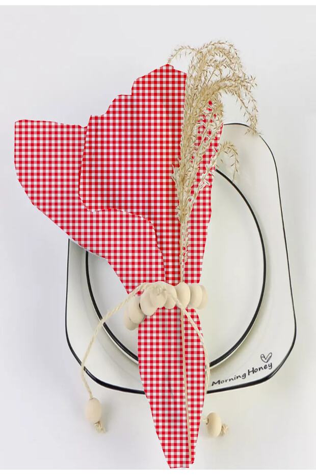 Fabric Napkin 6-Piece Plaid Red