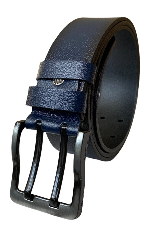 %100 Hakiki Deri, Çift Dilli Lacivert 4.5 Cm Tek Parça Kot, Spor Kemer=tyc00441480154 - 3