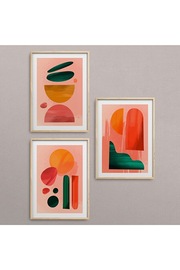 Natural Wooden Framed 3-Piece Painting Set Hpn035