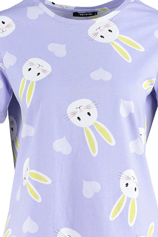 Set pyžama se vzorem srdce Lilac Bavlna Rabbit - Tričko a šortky THMSS23PT00005 - 8