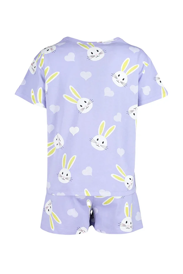 Set pyžama se vzorem srdce Lilac Bavlna Rabbit - Tričko a šortky THMSS23PT00005 - 9