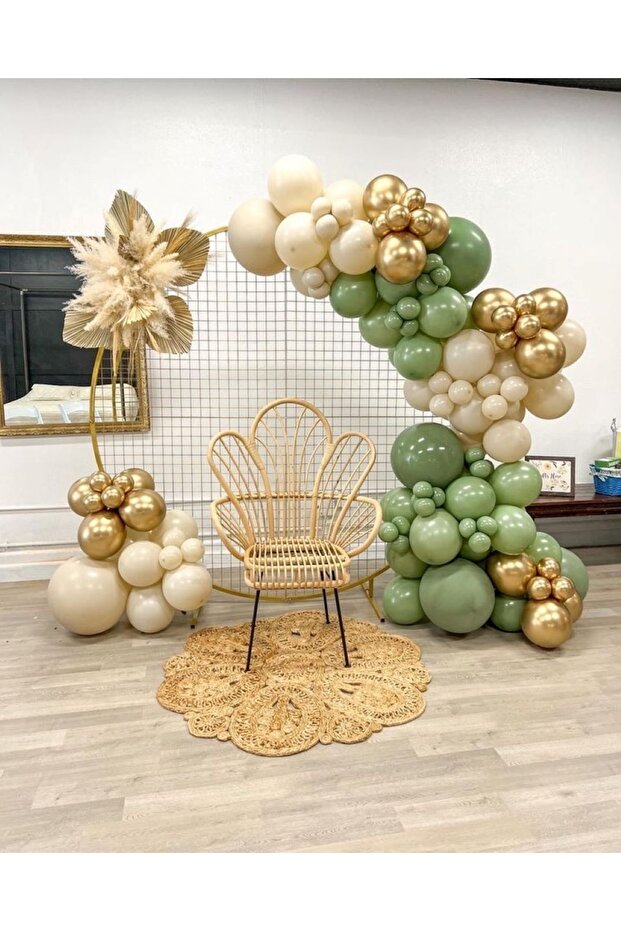 Mold Green Beige Gold Chrome Special Day Party Balloon Chain Set