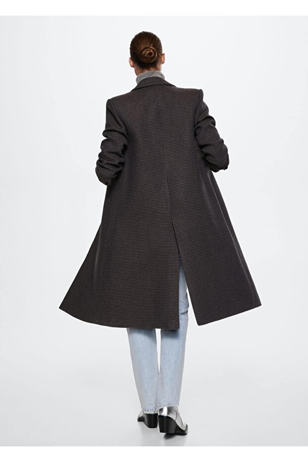 Houndstooth Patterned Woolen Coat - 4