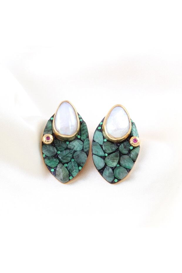 Inci Ve Zu?mru?t Doğaltaşlı Gümüş Ku?pe - 1