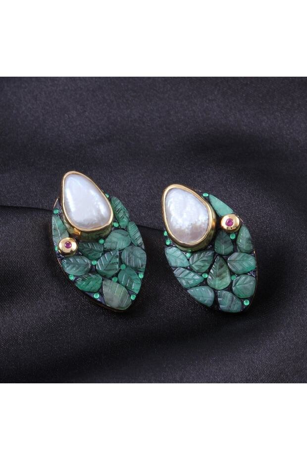 Inci Ve Zu?mru?t Doğaltaşlı Gümüş Ku?pe - 3