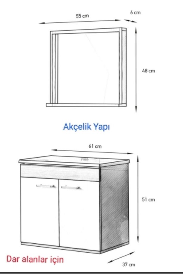Akçelik Yapı 60 Cm Dar Alan Için Hilton Banyo Dolap - 2