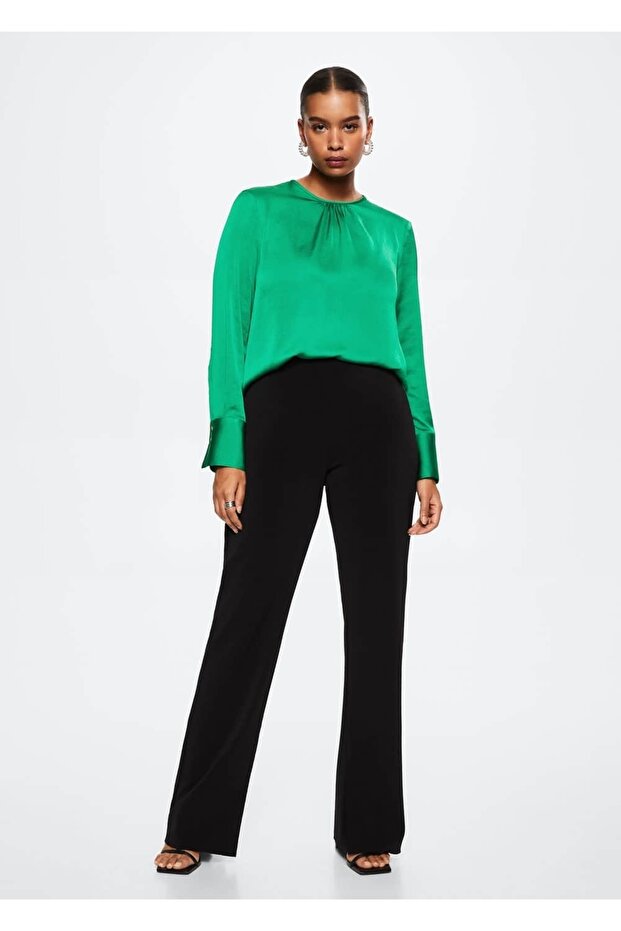 Gathered Satin Blouse - 8