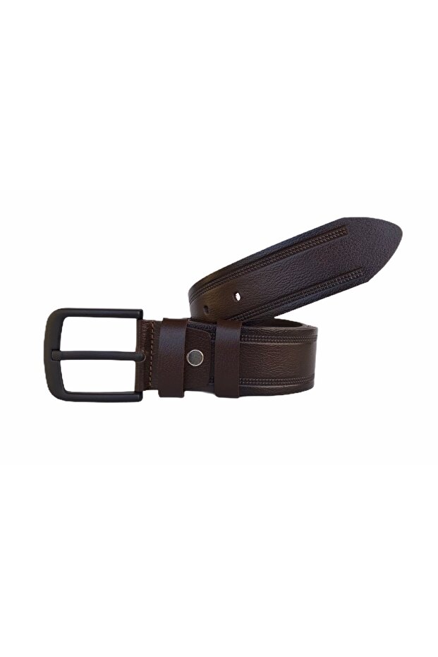 Натуральна шкіра чорного та коричневого кольору з візерунком, 4,5 см, джинсовий ремінь, набір з 2 штук - 3