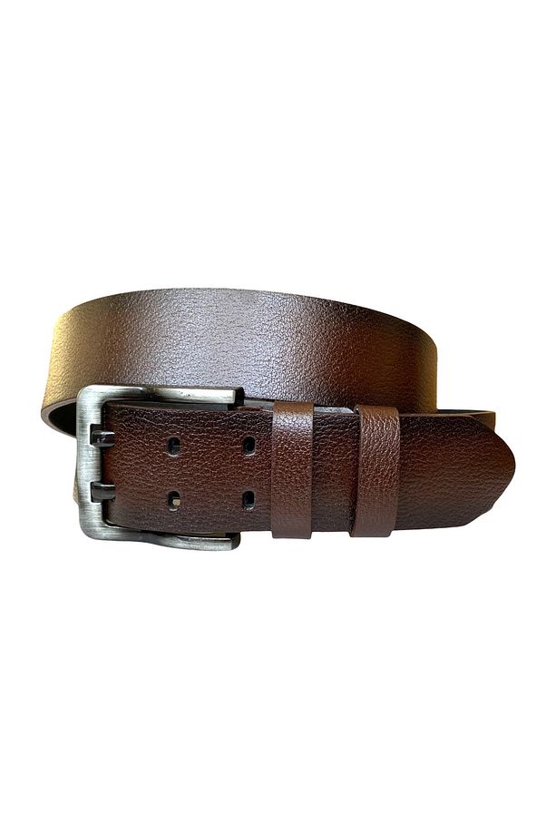 %100 Hakiki Deri, Çift Dilli Koyu Kahverengi 4.5 Cm Tek Parça Kot, Spor Kemer=dk-110 - 5