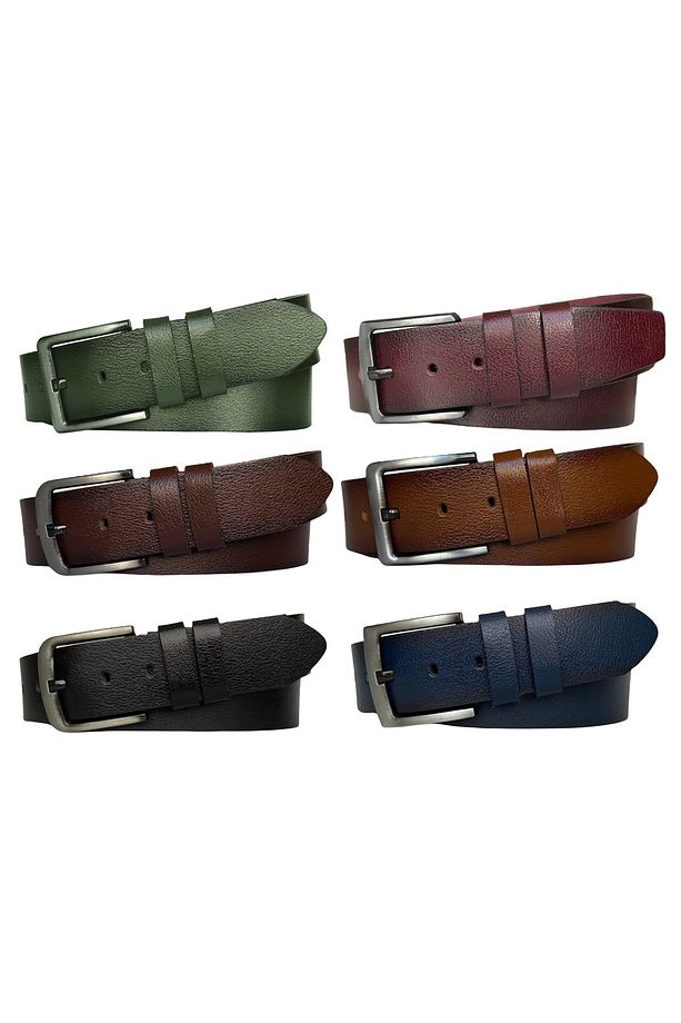%100 Hakiki Tek Parça Kaliteli Deri 6'lı Set 4.5 Cm Kot, Spor Kemer=6lı-kot - 1