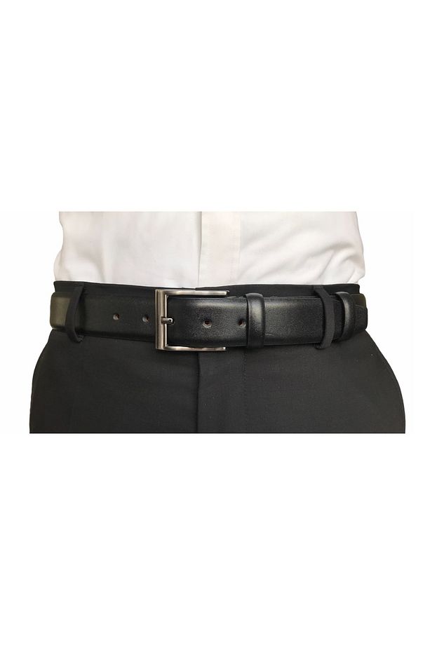 Hakiki Kaliteli Deri Siyah Klasik Kumaş Pantolon Kemeri 3,5 Cm=go-dk-kla - 4