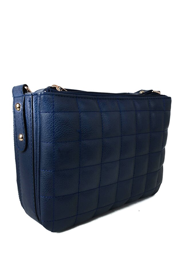 Three-Compartment Quilted Bag Dark Blue