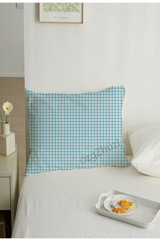 Plaid 50x70 Zippered 2-Piece Pillow Case Light Blue