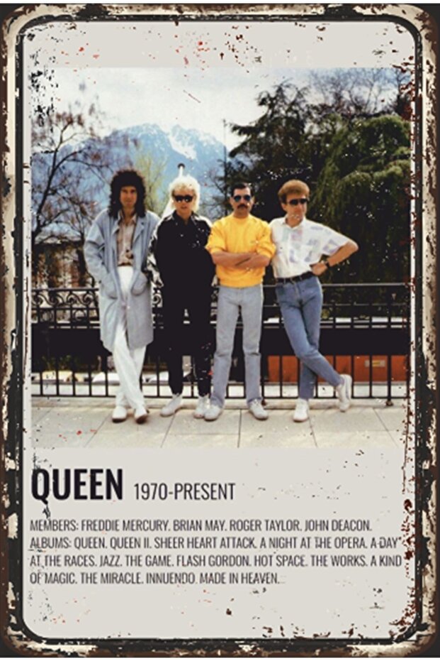 Queen 1970 Group Retro Wooden Poster
