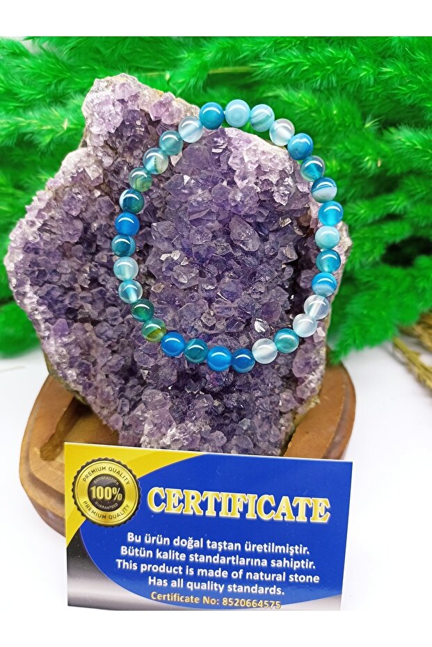 Blue Madagascar Agate Bracelet 6 Mm (certified)