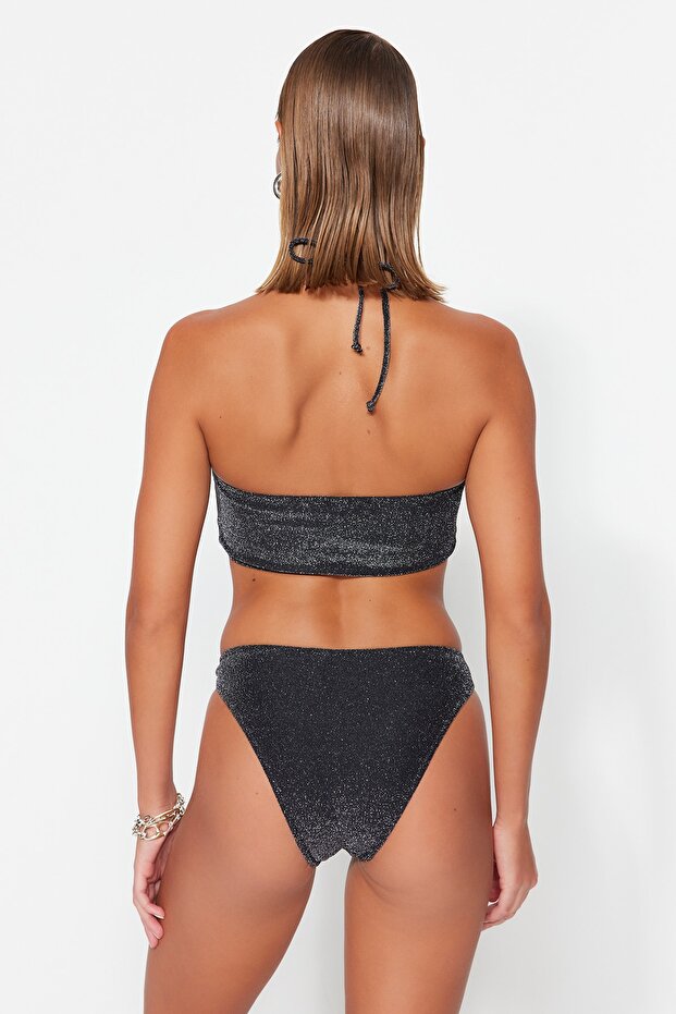 Siyah Aksesuarlı Regular Normal Bel Bikini Altı TBESS23BA00272 - 6