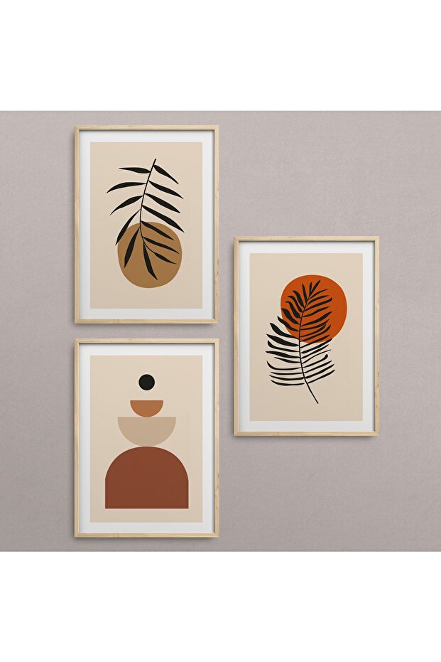 Natural Wooden Framed 3-Piece Painting Set Hpn045